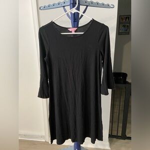 Lilly Pulitzer 3/4 Sleeve Black Cotton Swing Dress Size M